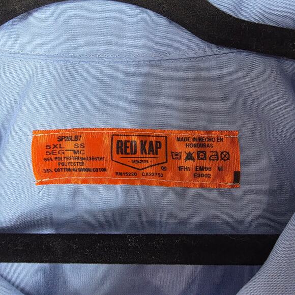 Red Kap Work Shirt Men 5XL Light Blue Snap Front Short Sleeve Industrial Uniform - Picture 2 of 8